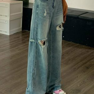 Vintage High Waist Wide Leg Jeans - Y2K & 90s Fashion, Grunge, Retro, Summer Outfits