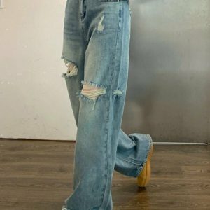 Vintage High Waist Wide Leg Jeans - Y2K & 90s Fashion, Grunge, Retro, Summer Outfits