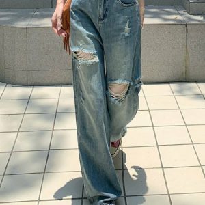 Vintage High Waist Wide Leg Jeans - Y2K & 90s Fashion, Grunge, Retro, Summer Outfits