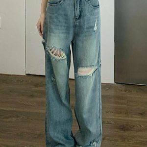 Vintage High Waist Wide Leg Jeans - Y2K & 90s Fashion, Grunge, Retro, Summer Outfits