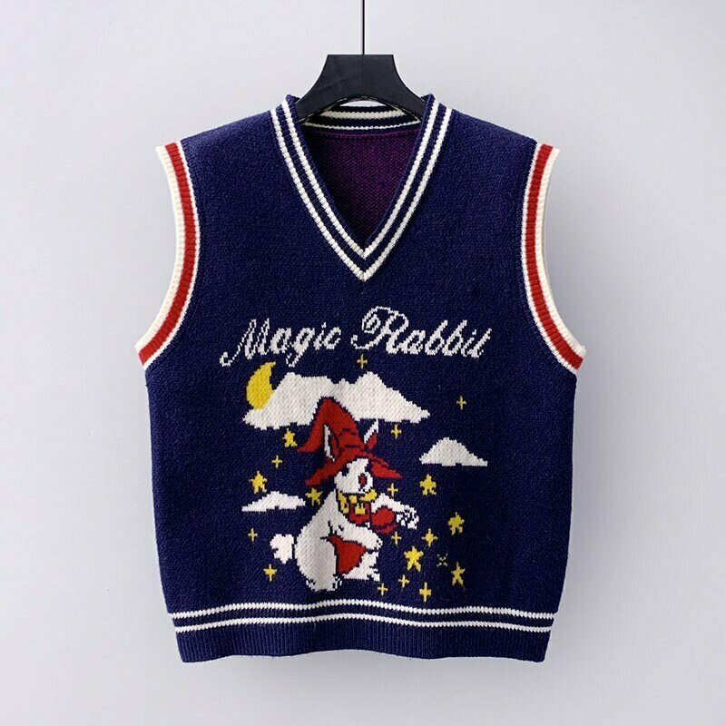 Vintage Magic Rabbit Knit Sweater - Y2K & 90s Fashion, Grunge, Retro, Pastel Goth,