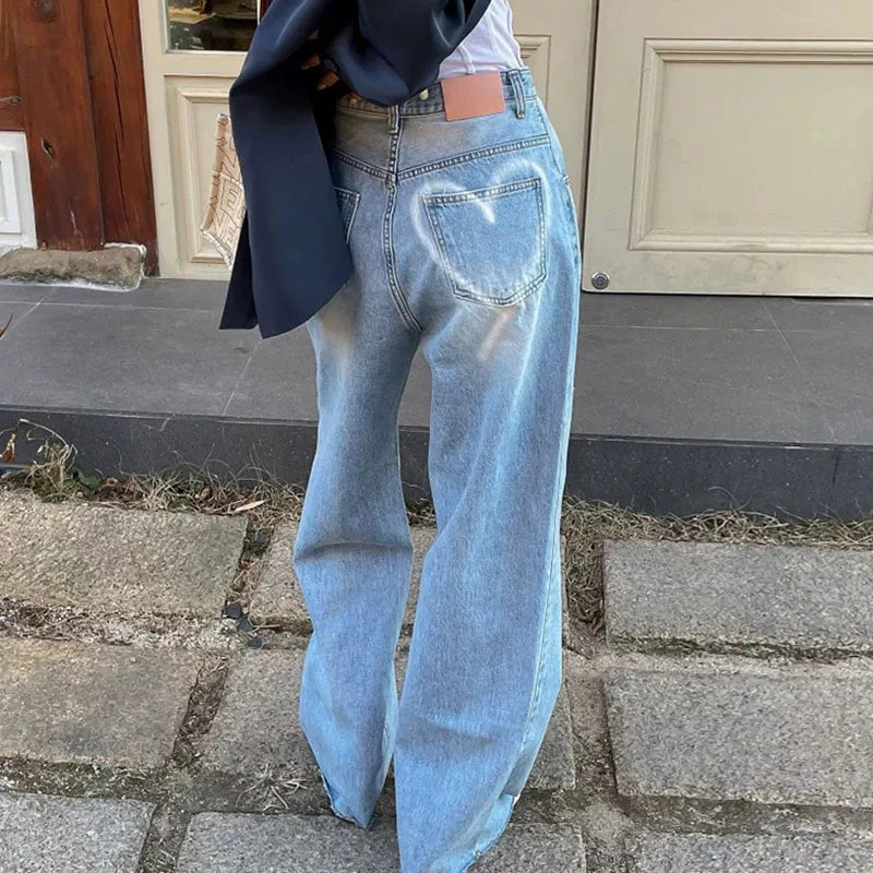 Vintage Y2k Heart Jeans - Baggy Denim Trouser with 90s Aesthetic