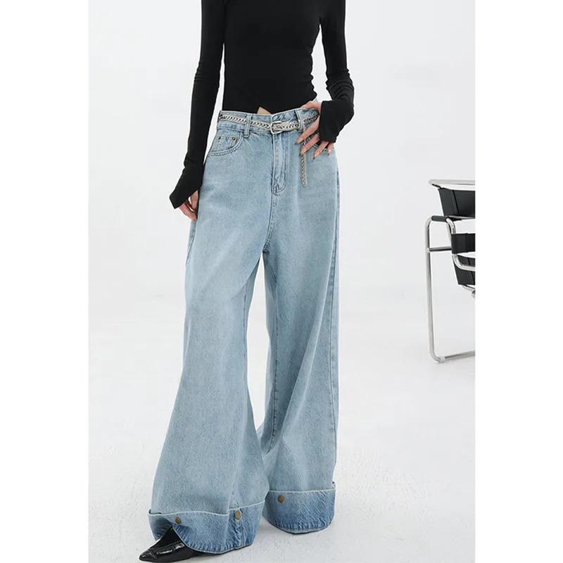 Vintage Y2K High Waist Baggy Jeans: Emo 90s Aesthetic Oversize Denim Trousers