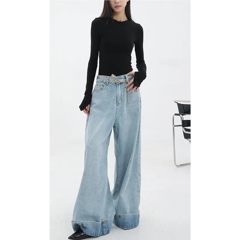 Vintage Y2K High Waist Baggy Jeans: Emo 90s Aesthetic Oversize Denim Trousers