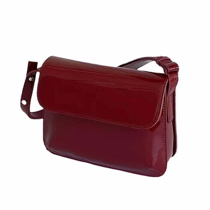 Vintage Y2K Red Lacquered Bag - Perfect for 90s Grunge, Retro, and Summer Outfits