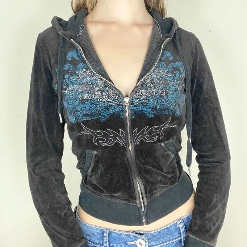 Vintage Y2K Slim Graphic Hoodie - 90s Grunge, Retro Summer, Y2K Party & Club Outfits