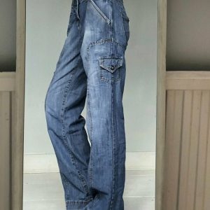 Y2K & 90s Aesthetic High Waist Jeans - Retro Grunge, Summer Outfits, and Hip Hop Fashion