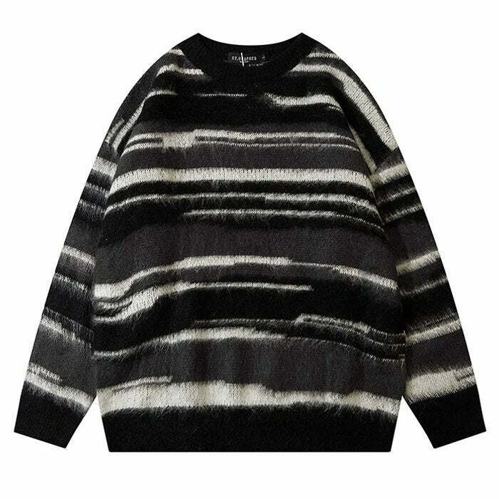 Y2K & 90s Aesthetic Striped Knit Sweater - Retro Grunge, Summer, Party, and Club