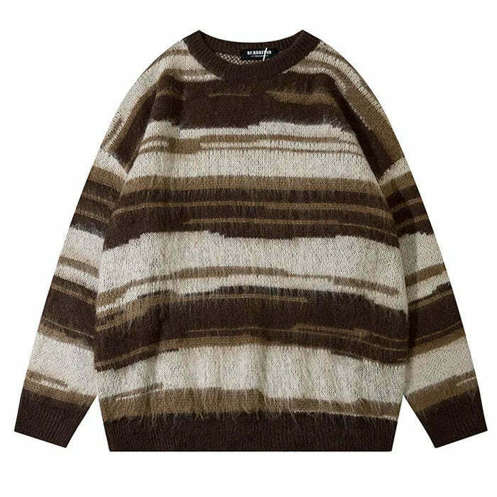 Y2K & 90s Aesthetic Striped Knit Sweater - Retro Grunge, Summer, Party, and Club