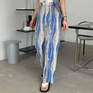 Y2K & 90s Aesthetic Tie Dye Soft Pants - Retro Grunge Summer Outfit for Women