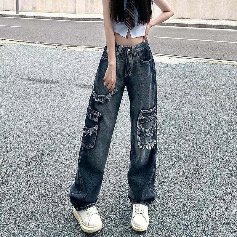 Y2K 90s Baggy Jeans - Retro Grunge, Hip Hop, and Summer Y2K Outfits for