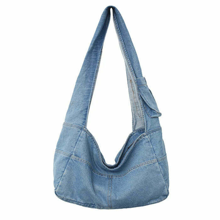 Y2K 90s Denim Shoulder Bag - Retro Grunge, Hip Hop, and Pastel Goth Fashion Accessory