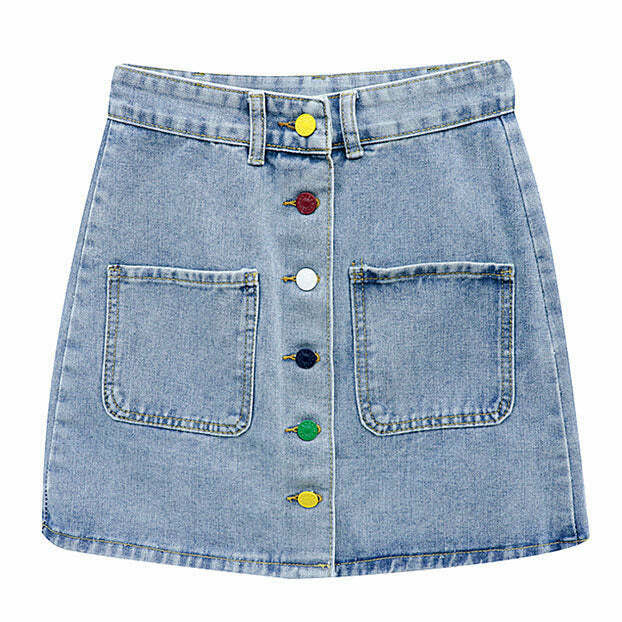 Y2K & 90s Fashion Artsy Denim Skirt - Grunge, Retro, Summer, Party, Club,