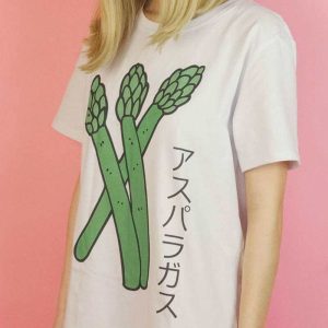 Y2K & 90s Fashion Asparagus T-Shirt - Retro Grunge, Summer, Party & Club Outfits