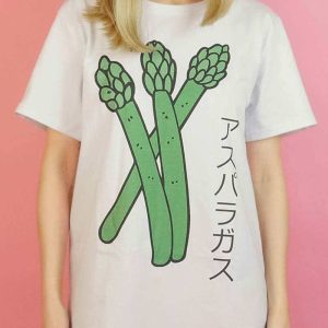 Y2K & 90s Fashion Asparagus T-Shirt - Retro Grunge, Summer, Party & Club Outfits