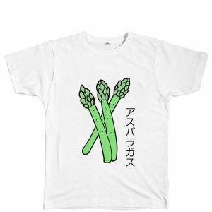 Y2K & 90s Fashion Asparagus T-Shirt - Retro Grunge, Summer, Party & Club Outfits