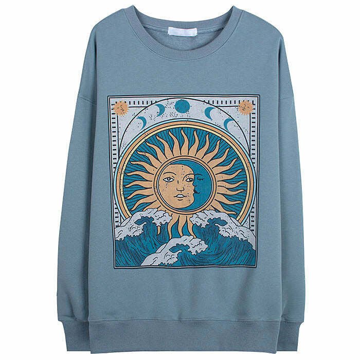 Y2K & 90s Fashion Balance of Sun & Moon Sweatshirt - Retro Grunge, Pastel Goth, Summer