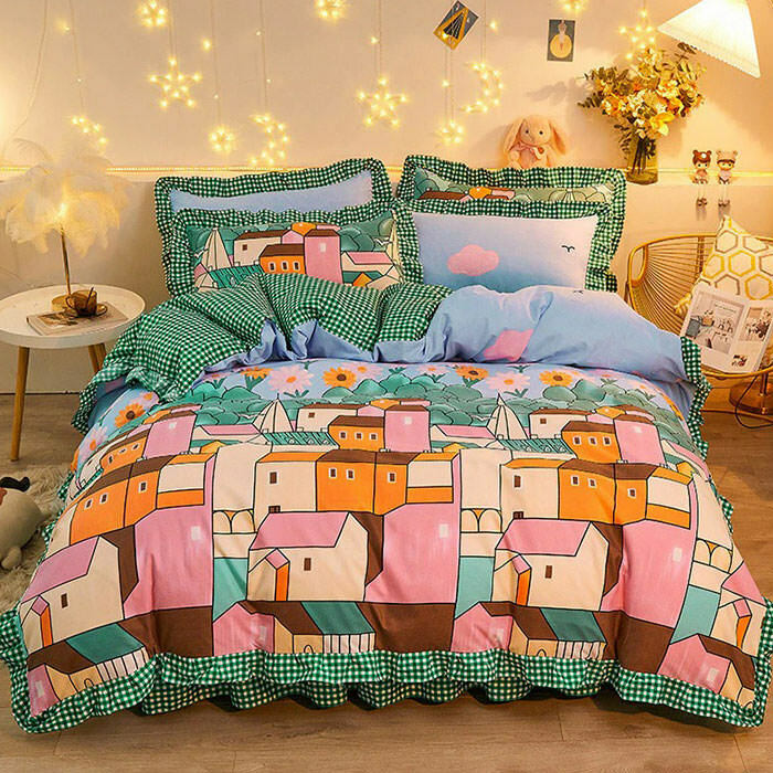 Y2K & 90s Fashion Bedding Set - Retro Grunge, Pastel Goth, Hip Hop, Summer Vibes