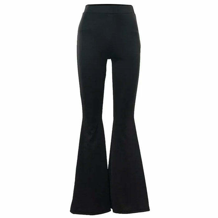 Y2K & 90s Fashion Black Flared Trousers - Retro, Grunge, Summer, Party & Club