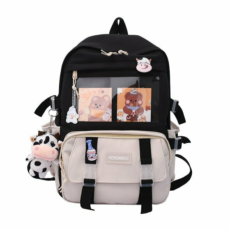 Y2K & 90s Fashion Black Waterproof Women's Backpack - Perfect for Grunge, Retro, and Summer Outfits