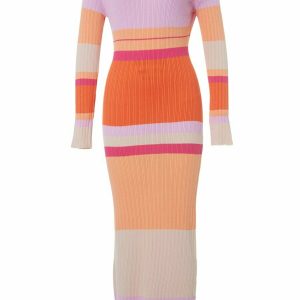 Y2K & 90s Fashion Bodycon Knit Long Dress - Perfect for Summer, Parties, and Retro Vibes