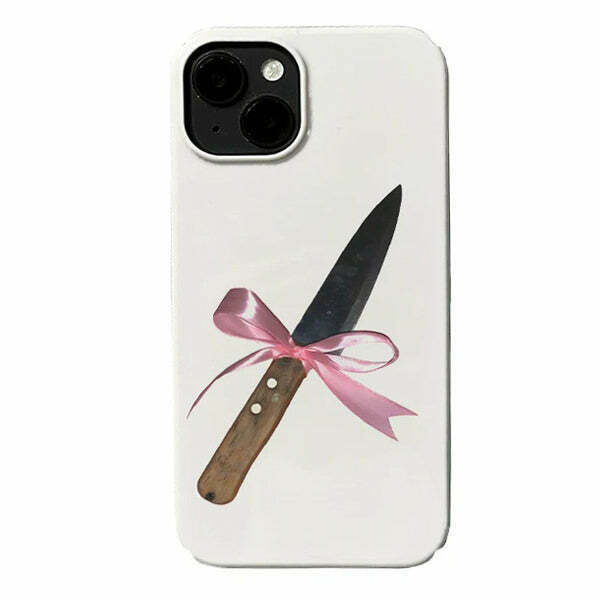 Y2K & 90s Fashion Bowknot Knife iPhone Case - Retro Grunge, Pastel Goth,