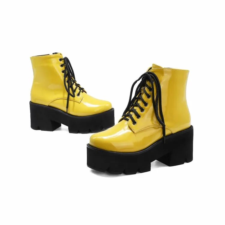 Y2K & 90s Fashion British Style Zipper Platform Boots - Grunge, Goth, Retro, Party Outfits