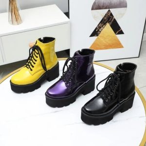 Y2K & 90s Fashion British Style Zipper Platform Boots - Grunge, Goth, Retro, Party Outfits