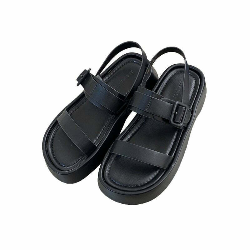 Y2K & 90s Fashion Buckle Clogs Lady Sandals - Retro Grunge, Summer, Party, and