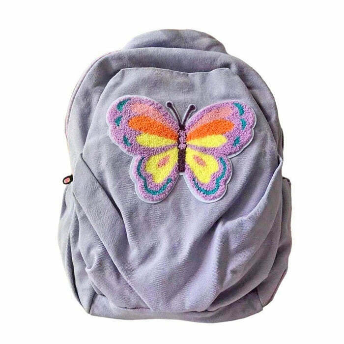 Y2K & 90s Fashion Butterfly Lavender Backpack - Perfect for Grunge, Retro, and Summer Outfits