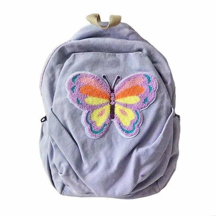 Y2K & 90s Fashion Butterfly Lavender Backpack - Perfect for Grunge, Retro, and Summer Outfits