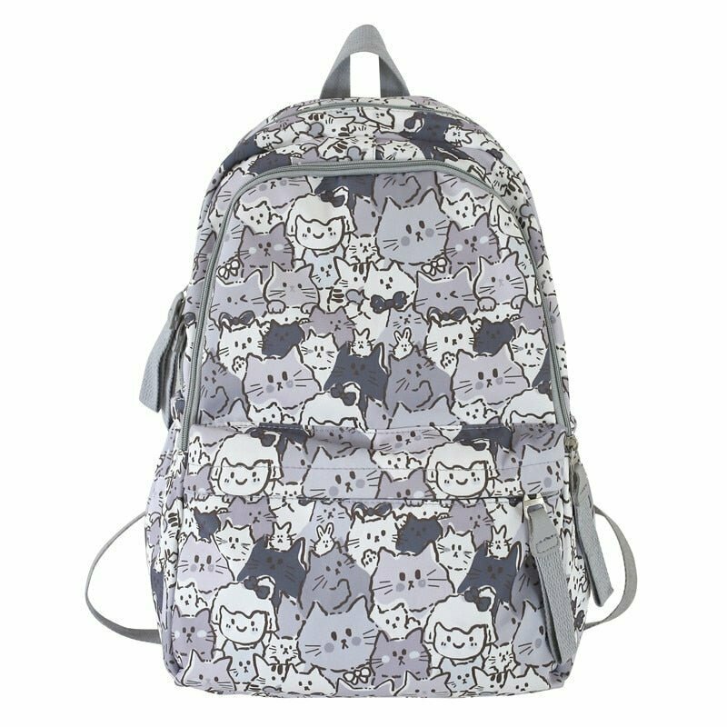 Y2K & 90s Fashion Cartoon Print Book Bag - Retro Grunge, Hip Hop, Pastel Goth Style