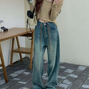 Y2K & 90s Fashion: Casual Friday Comfy Jeans - Perfect for Grunge, Retro, and Summer Out