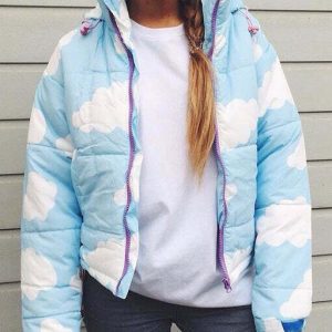 Y2K & 90s Fashion Cloud Padded Jacket - Retro Grunge, Summer, Party & Club Outfits