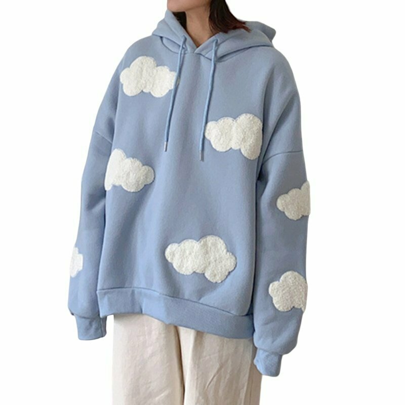 Y2K & 90s Fashion Clouds Hoodie - Retro Grunge, Summer Outfits, Party & Clubwear