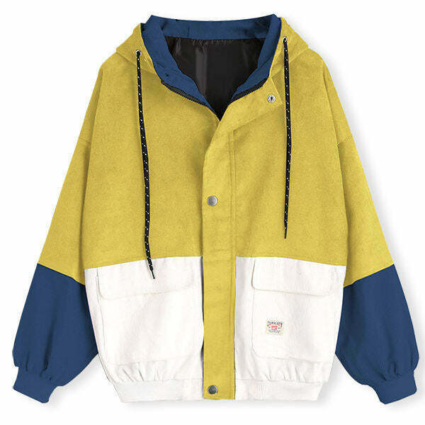 Y2K & 90s Fashion Corduroy Hooded Jacket - Retro Grunge, Summer, Party & Club Out