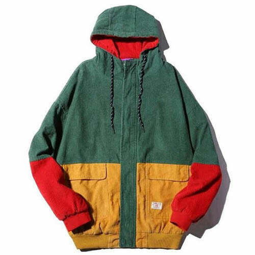 Y2K & 90s Fashion Corduroy Hooded Jacket - Retro Grunge, Summer, Party & Club Out