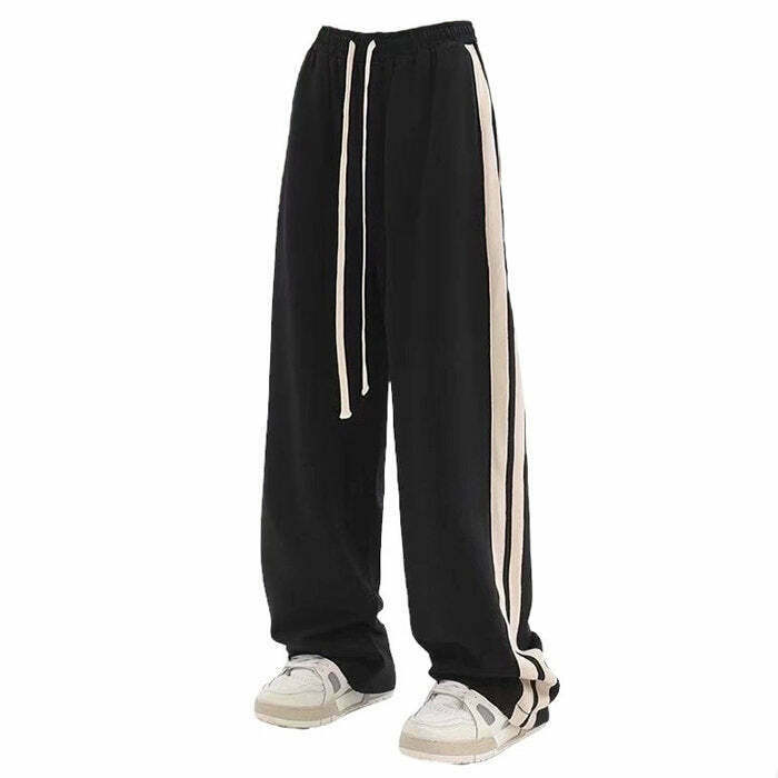 Y2K & 90s Fashion Cozy Side Stripes Sweatpants - Retro Grunge, Summer & Party Outfits