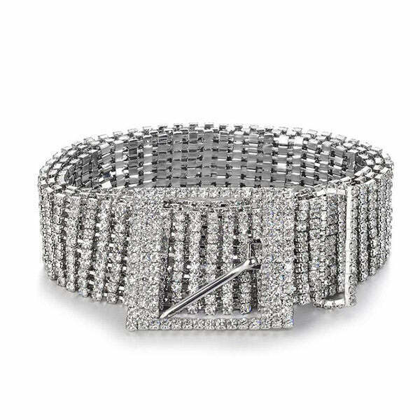 Y2K & 90s Fashion Crystal Chain Belt - Perfect for Grunge, Retro, and Party Outfits