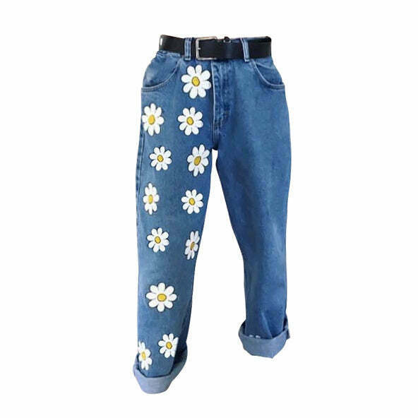 Y2K & 90s Fashion Daisy Mom Jeans - Retro Grunge, Summer Outfits, Hip Hop Style