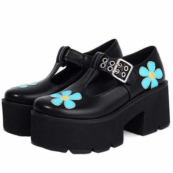 Y2K & 90s Fashion Daisy Platform Sandals - Retro Grunge, Summer, Party, and Club Outfits