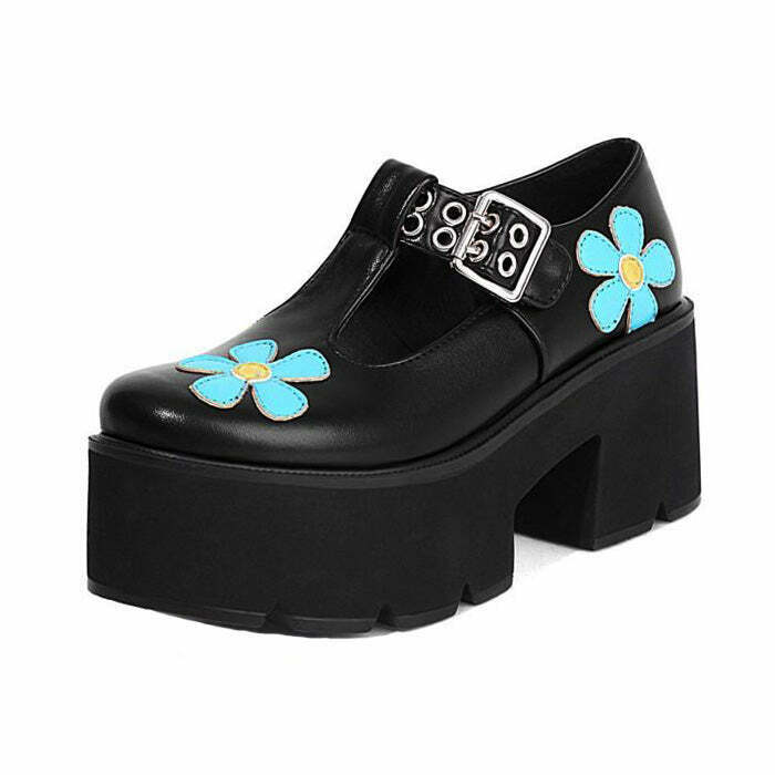 Y2K & 90s Fashion Daisy Platform Sandals - Retro Grunge, Summer, Party, and Club Outfits