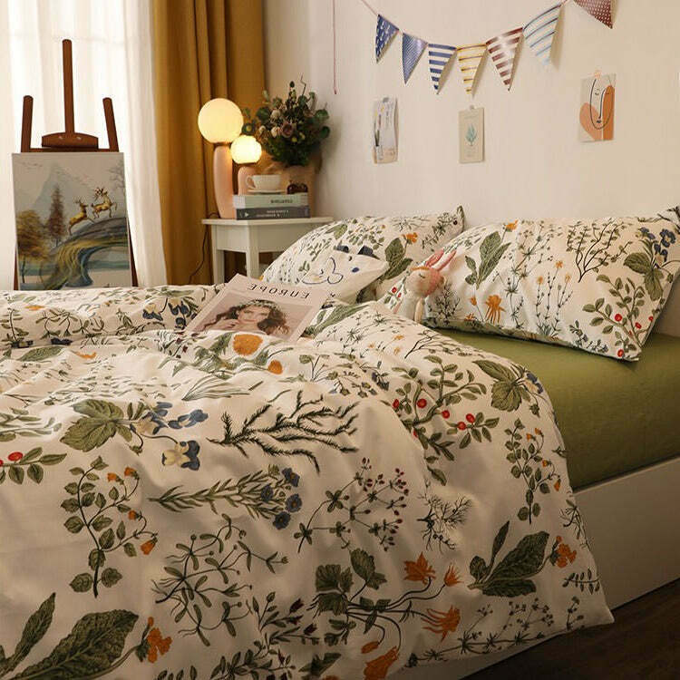 Y2K & 90s Fashion Dandelion Bedding Set - Retro Grunge, Pastel Goth, Summer V