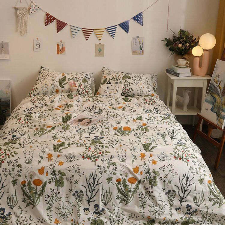 Y2K & 90s Fashion Dandelion Bedding Set - Retro Grunge, Pastel Goth, Summer V