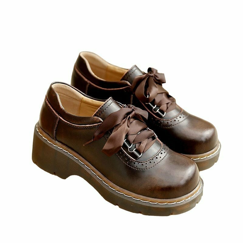 Y2K & 90s Fashion Dark Academia Oxford Shoes - Retro Grunge, Goth, and Hip Hop Style