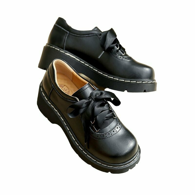 Y2K & 90s Fashion Dark Academia Oxford Shoes - Retro Grunge, Goth, and Hip Hop Style