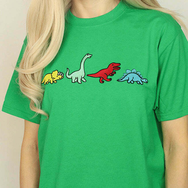 Y2K & 90s Fashion Dinosaur Family T-Shirt - Retro Grunge, Summer, Party & Club Outfits