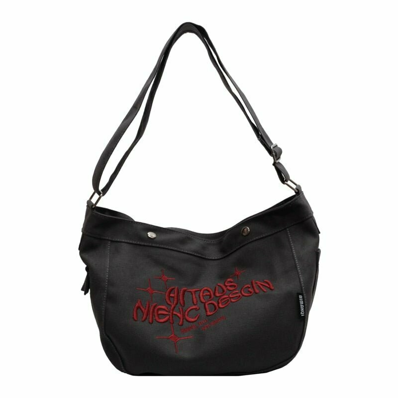 Y2K & 90s Fashion Embroidered Canvas Bag - Perfect for Grunge, Retro, and Summer Outfits