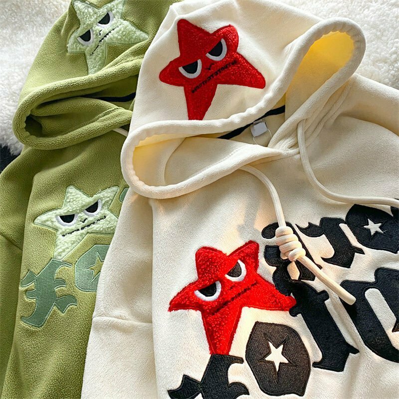 Y2K & 90s Fashion Embroidered Wool Hoodie - Grunge, Retro, Summer, Party & Club Out