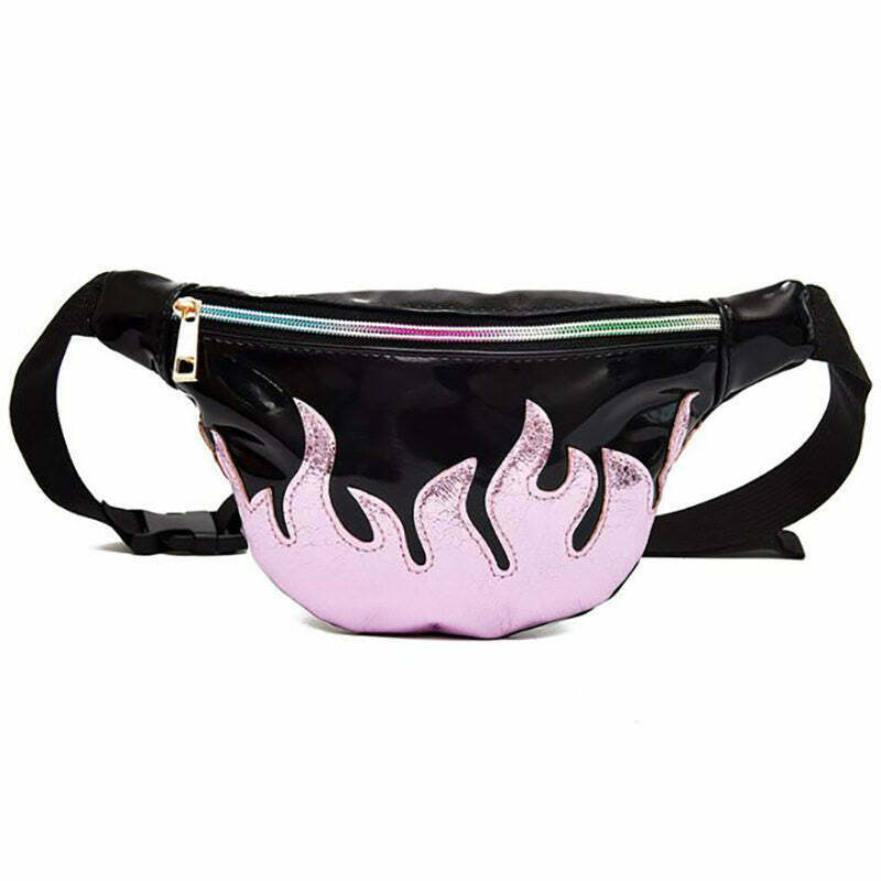 Y2K & 90s Fashion Flamin' Fanny Pack - Retro Grunge, Hip Hop, Summer &